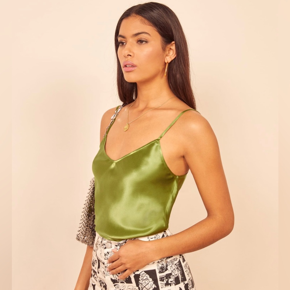 Reformation Teddy Silk Tank Avocado 🥑